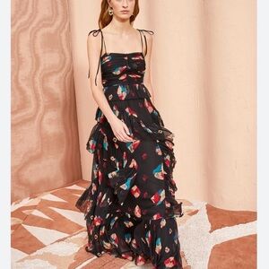 Ulla Johnson Aveline Gown- black floral maxi dress